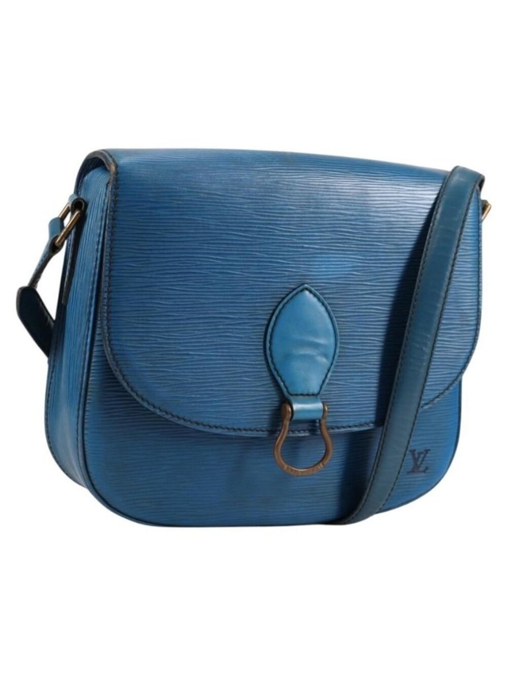 Authentic LOUIS VUITTON Epi Saint Cloud GM Shoulder Bag Toledo Blue M52195 LV